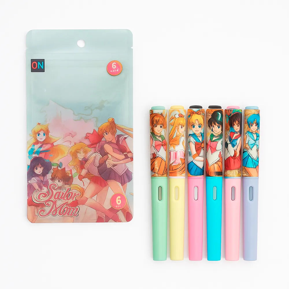 Lapicero Sailor Moon 6 Pzas – Escritura Multicolor con Energía Lunar