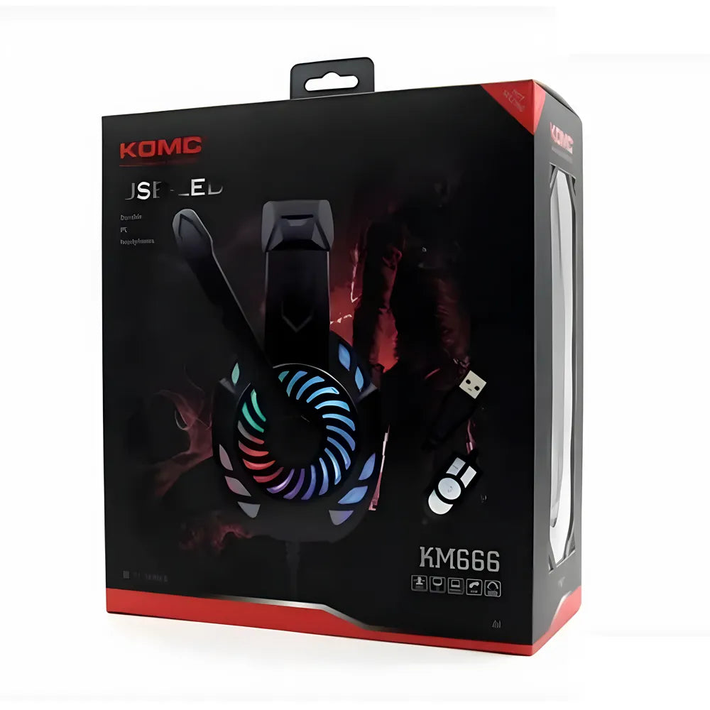 Audífonos Gamer KM666 KOMC con Luces LED y Sonido Envolvente