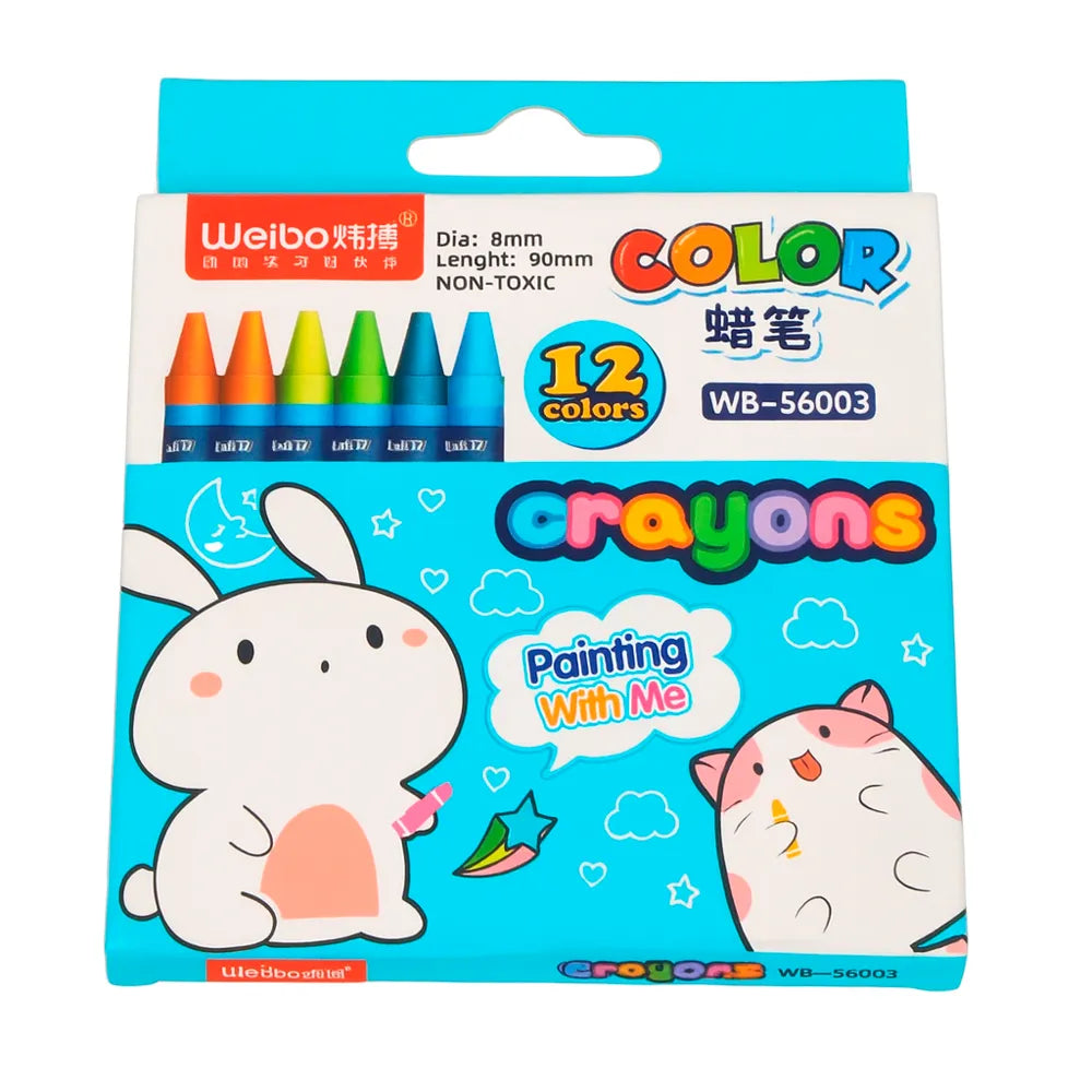 Crayones Weibo 12 Colores – Trazos Suaves y Creativos