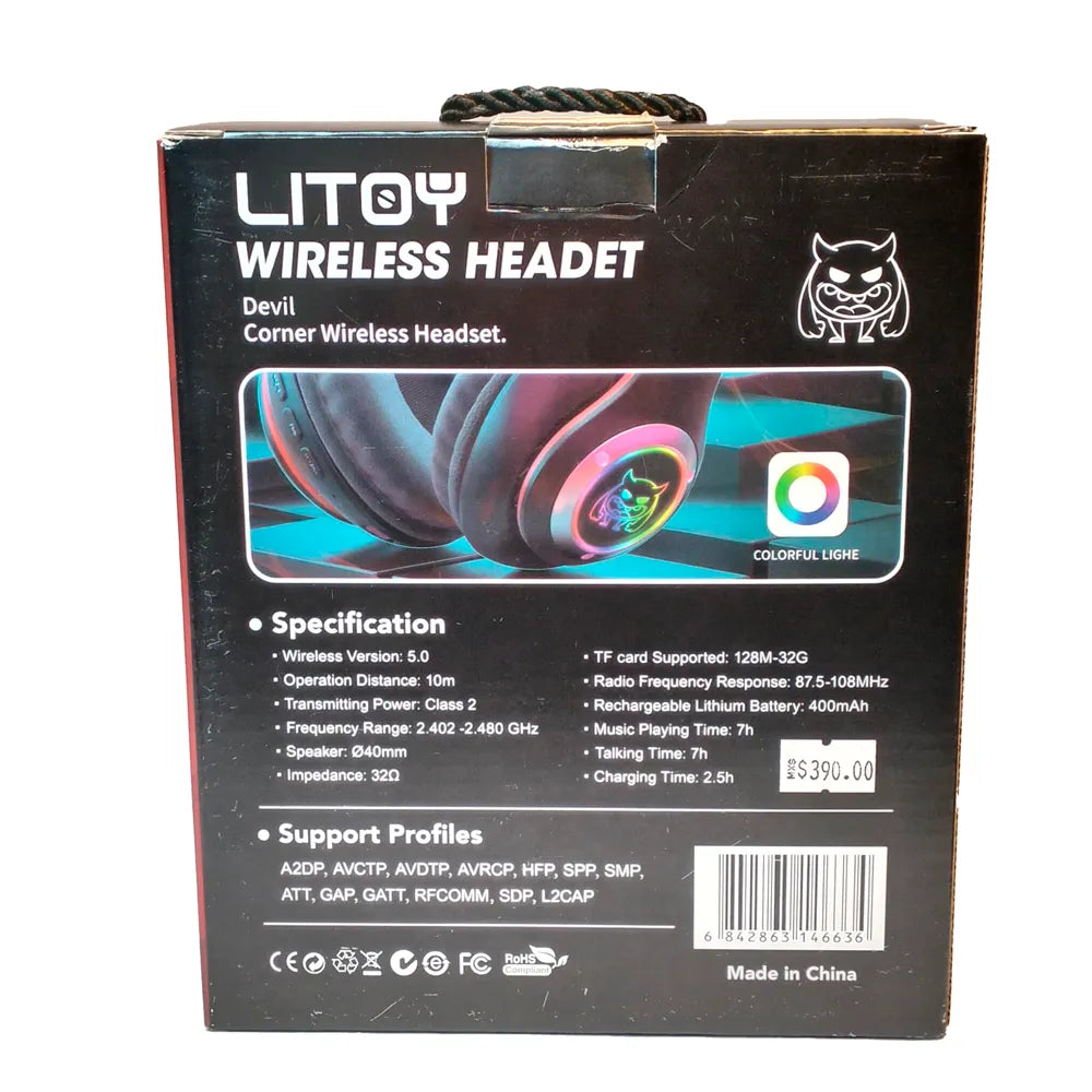 Audífonos Gamer Diablito DBT13 con Luces LED