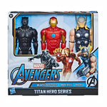 Cargar imagen en el visor de la Galería, Marvel Avengers Titan Hero Series – Set de Figuras Black Panther, Iron Man y Thor
