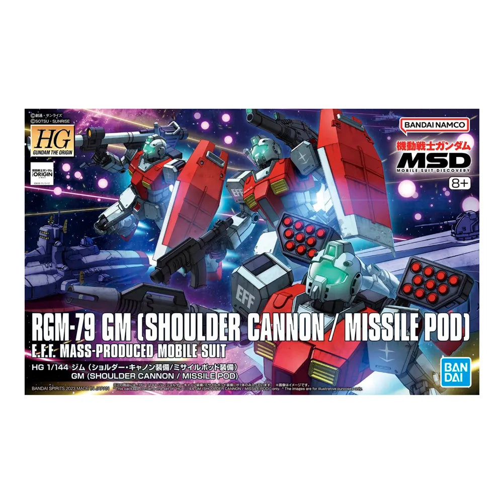 RGM-79 Gundam con Shoulder Cannon y Missile Pod – Kit Armable 1/144 Bandai